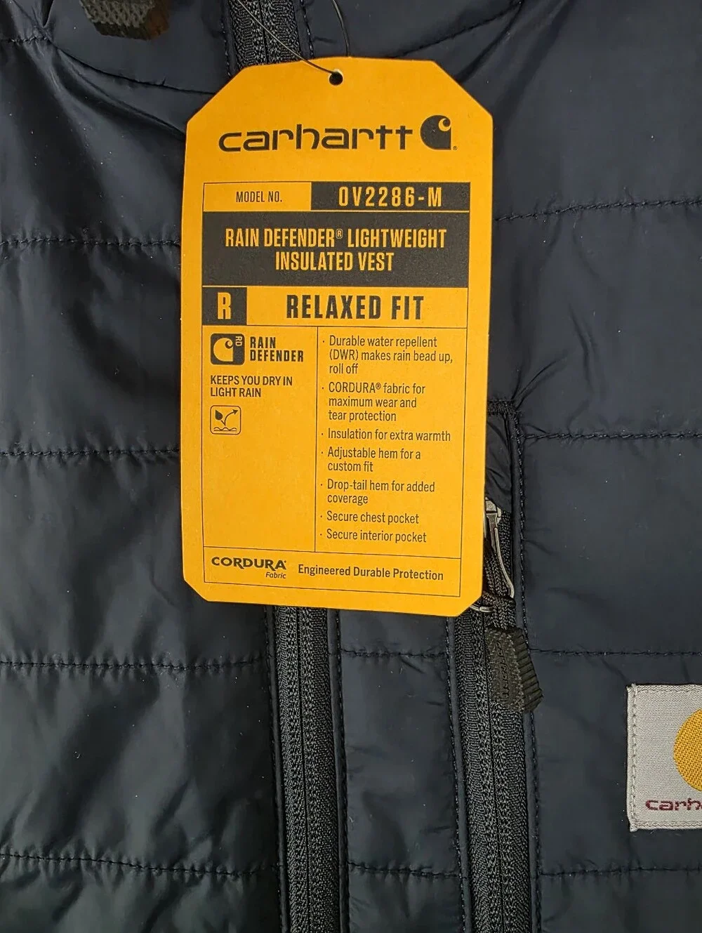 Carhartt Gilliam Rain Defender Vest- Navy Blue Men’s size Small Relaxed Fit